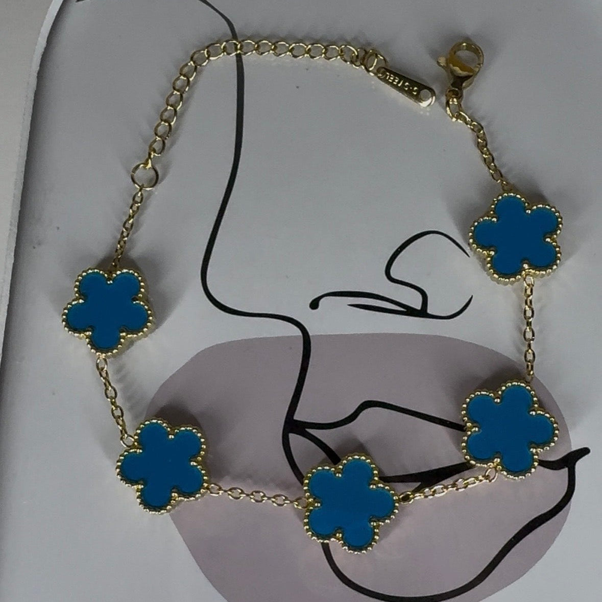 Pulseira - Dourado & Azul Turquesa